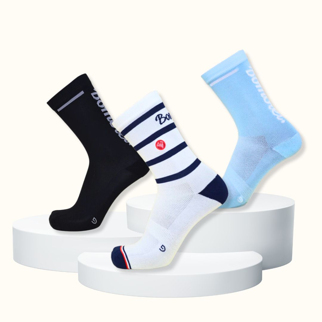 Trio Chaussettes : noire + ciel + marinière