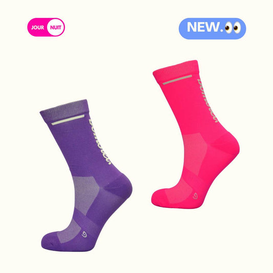 Duo Chaussettes : Rose fluo + Violet
