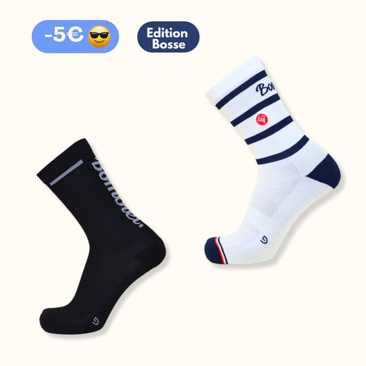 Duo Chaussettes : marinières + noires
