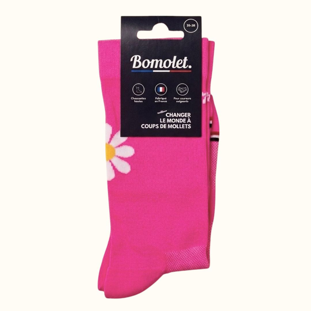 Chaussettes Running - Fleur Framboise