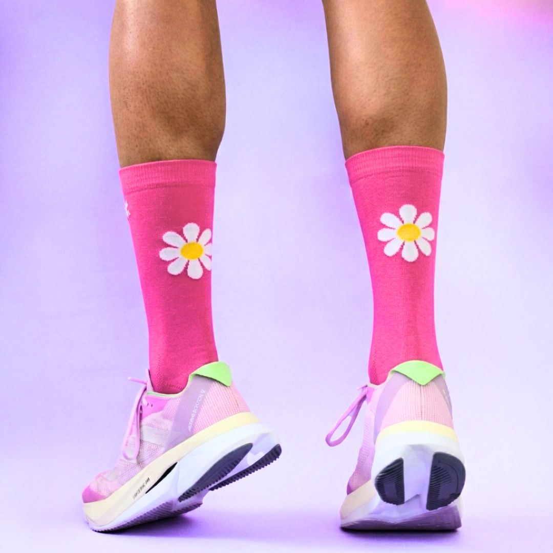 Chaussettes Running - Fleur Framboise