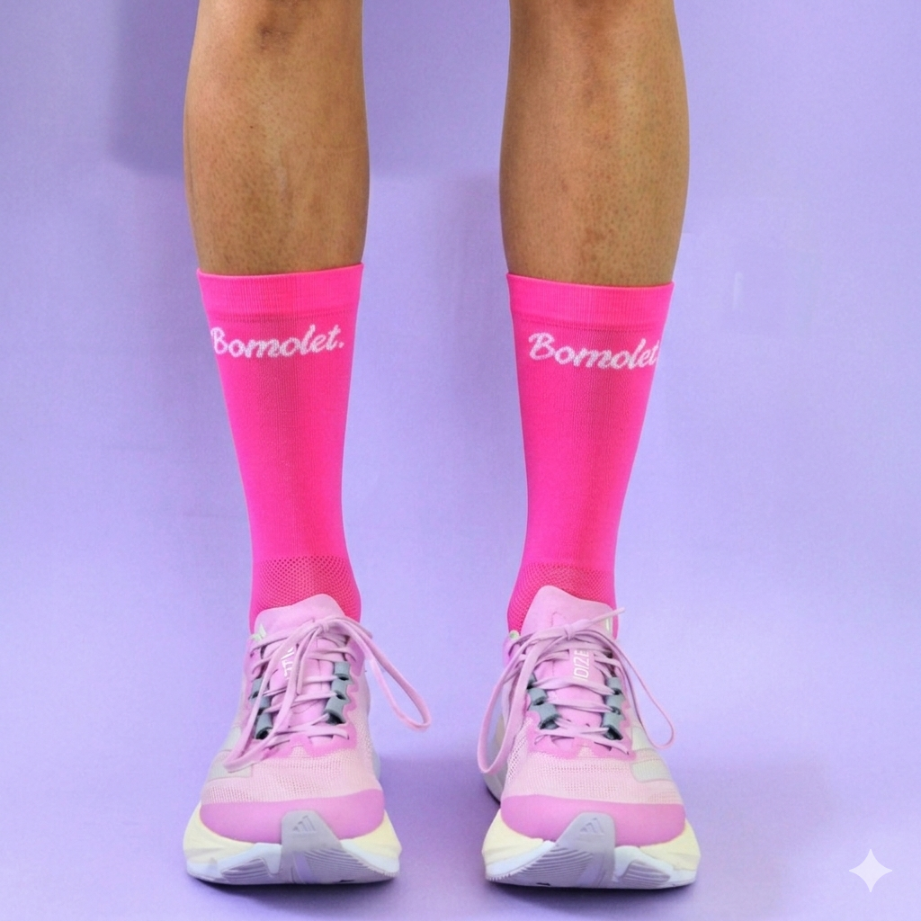 Chaussettes Running - Fleur Rose Fluo